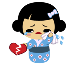 Mika, cute kokeshi doll in blue kimono sticker #2839859