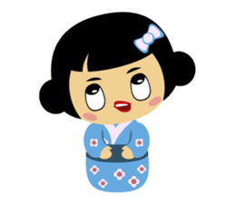 Mika, cute kokeshi doll in blue kimono sticker #2839860