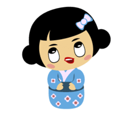 Mika, cute kokeshi doll in blue kimono sticker #2839860