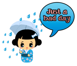 Mika, cute kokeshi doll in blue kimono sticker #2839861