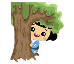 Mika, cute kokeshi doll in blue kimono sticker #2839862