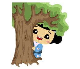 Mika, cute kokeshi doll in blue kimono sticker #2839862