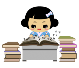 Mika, cute kokeshi doll in blue kimono sticker #2839863