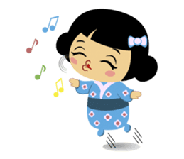 Mika, cute kokeshi doll in blue kimono sticker #2839864