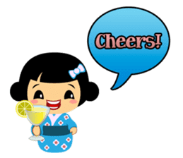 Mika, cute kokeshi doll in blue kimono sticker #2839866