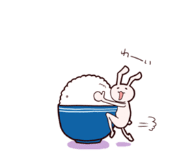 Sticker of a rabbit loving rice sticker #2847632