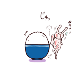Sticker of a rabbit loving rice sticker #2847633