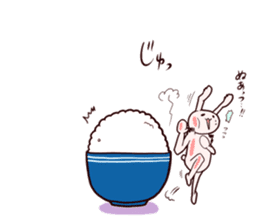 Sticker of a rabbit loving rice sticker #2847633