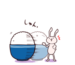 Sticker of a rabbit loving rice sticker #2847634