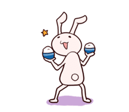 Sticker of a rabbit loving rice sticker #2847638