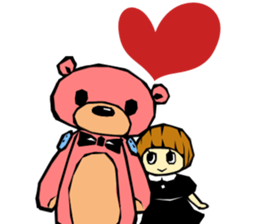 pink bear and a girl's sticker #2850363
