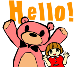 pink bear and a girl's sticker #2850367