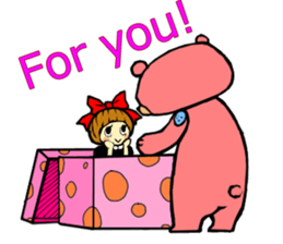 pink bear and a girl's sticker #2850372