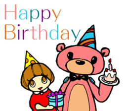 pink bear and a girl's sticker #2850380