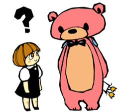 pink bear and a girl's sticker #2850386