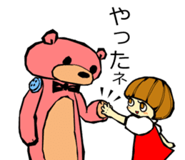 pink bear and a girl's sticker #2850387