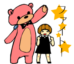 pink bear and a girl's sticker #2850392