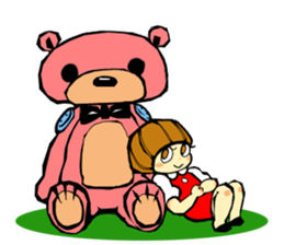 pink bear and a girl's sticker #2850400