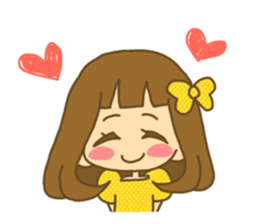 The Girl wears her hair in bangs. Love sticker #2853446