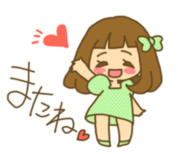 The Girl wears her hair in bangs. Love sticker #2853481