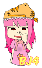 TyrannosaurusGirl doesn't take off hat 2 sticker #2865486