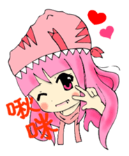 TyrannosaurusGirl doesn't take off hat 2 sticker #2865490