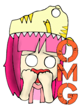 TyrannosaurusGirl doesn't take off hat 2 sticker #2865498