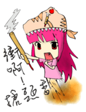 TyrannosaurusGirl doesn't take off hat 2 sticker #2865502