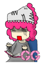 TyrannosaurusGirl doesn't take off hat 2 sticker #2865507