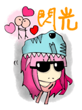 TyrannosaurusGirl doesn't take off hat 2 sticker #2865509