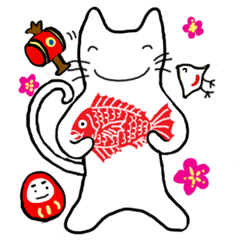 Cat of Japanese style and Chidori