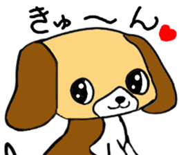 Cute Bulldog and littlebit Beagle sticker #2882487
