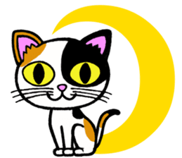 Tortoiseshell cat and the moon sticker #2889539