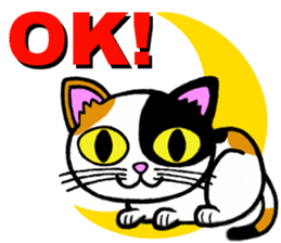 Tortoiseshell cat and the moon sticker #2889552