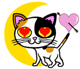 Tortoiseshell cat and the moon sticker #2889569