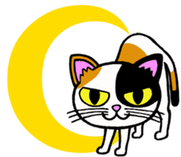 Tortoiseshell cat and the moon sticker #2889571