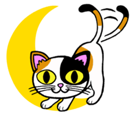 Tortoiseshell cat and the moon sticker #2889572