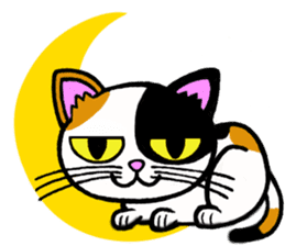 Tortoiseshell cat and the moon sticker #2889573
