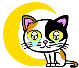 Tortoiseshell cat and the moon sticker #2889575
