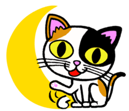 Tortoiseshell cat and the moon sticker #2889576