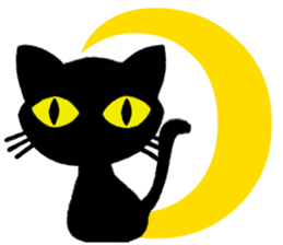 Moon and black cat sticker #2910427