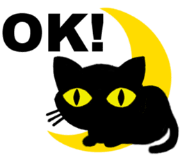 Moon and black cat sticker #2910440