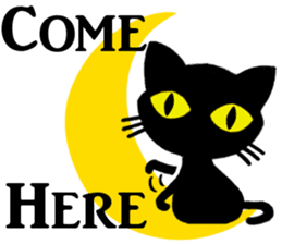 Moon and black cat sticker #2910445