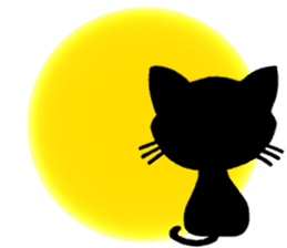 Moon and black cat sticker #2910449