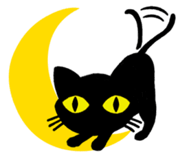 Moon and black cat sticker #2910460
