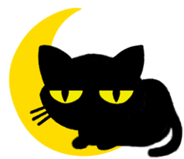 Moon and black cat sticker #2910461