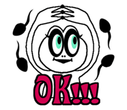 White frog and tadpoles sticker #2920149