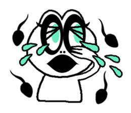 White frog and tadpoles sticker #2920165