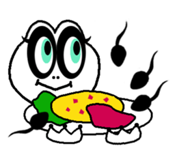 White frog and tadpoles sticker #2920170