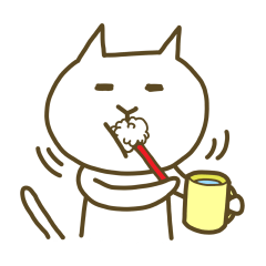 White cat lives happily every day